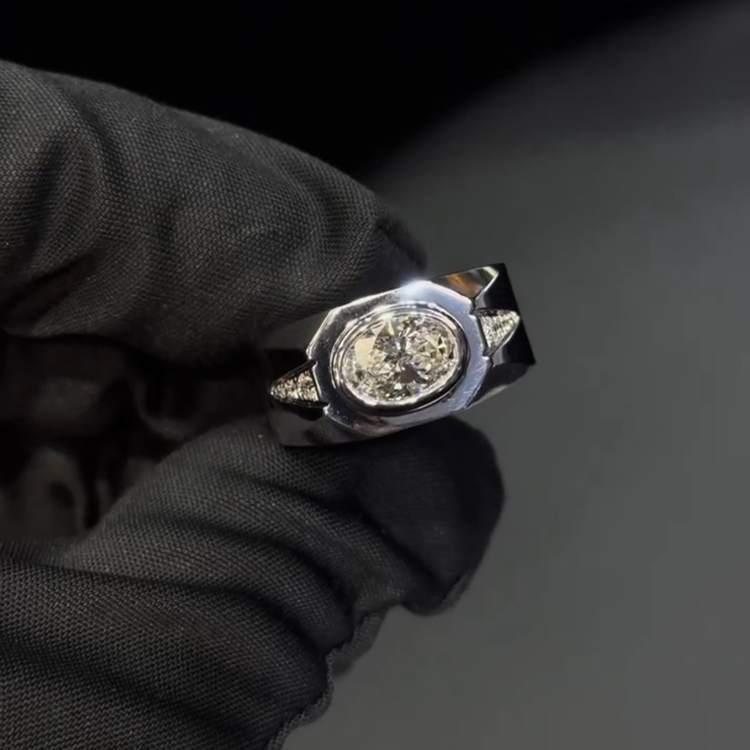 2ct Oval-cut Zircon Sterling Silver Handmade Ring