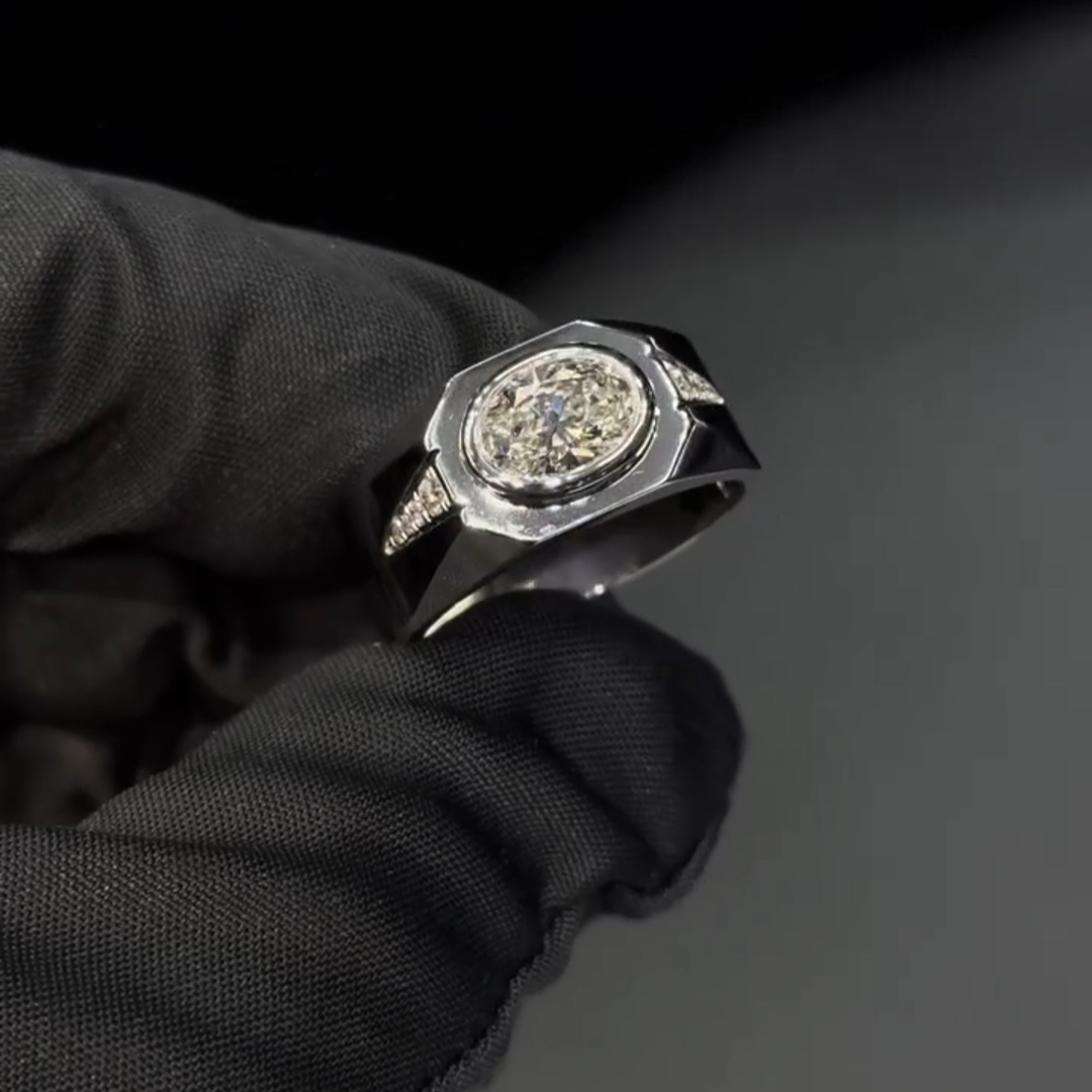 2ct Oval-cut Zircon Sterling Silver Handmade Ring