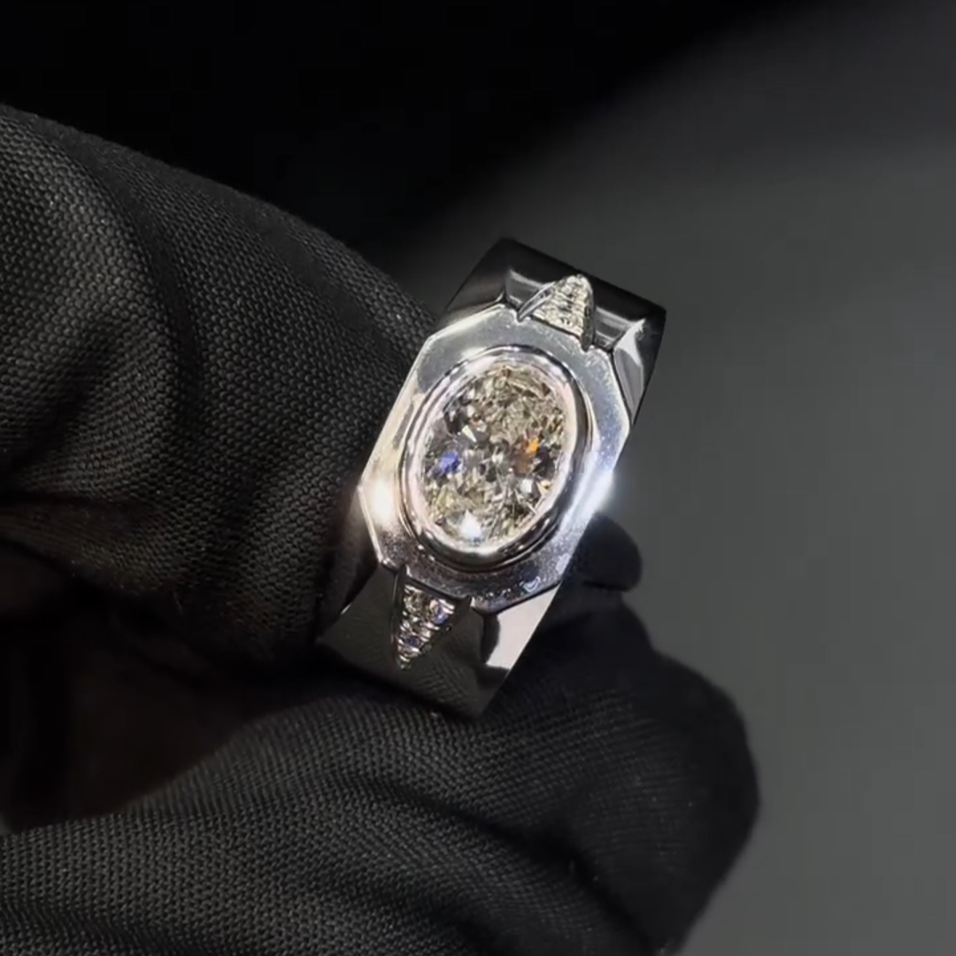 2ct Oval-cut Zircon Sterling Silver Handmade Ring