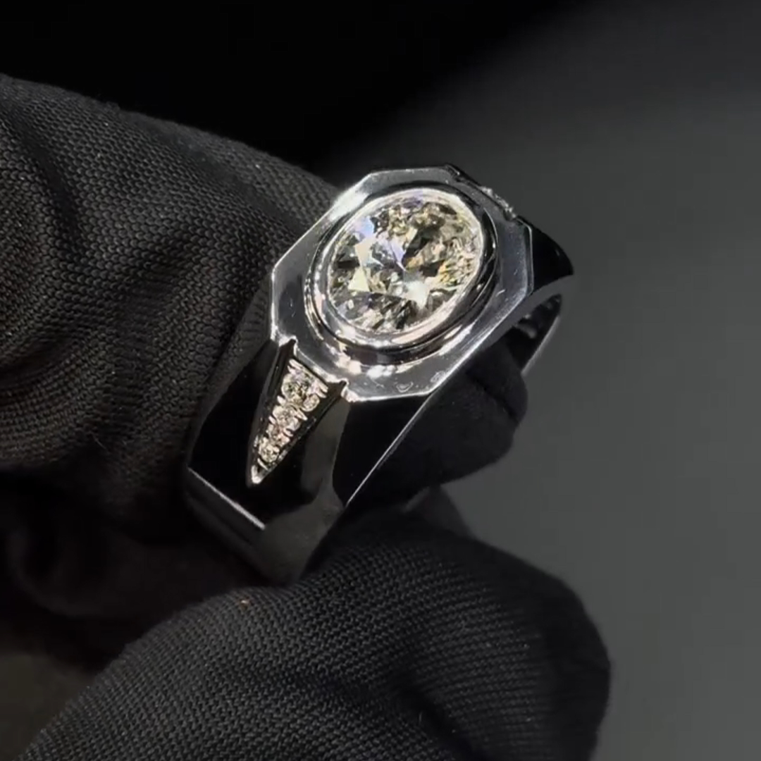 2ct Oval-cut Zircon Sterling Silver Handmade Ring