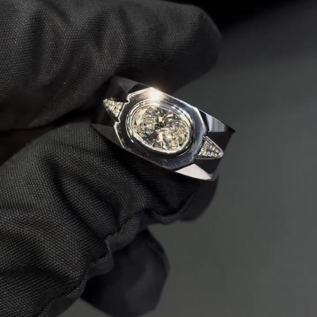 2ct Oval-cut Zircon Sterling Silver Handmade Ring