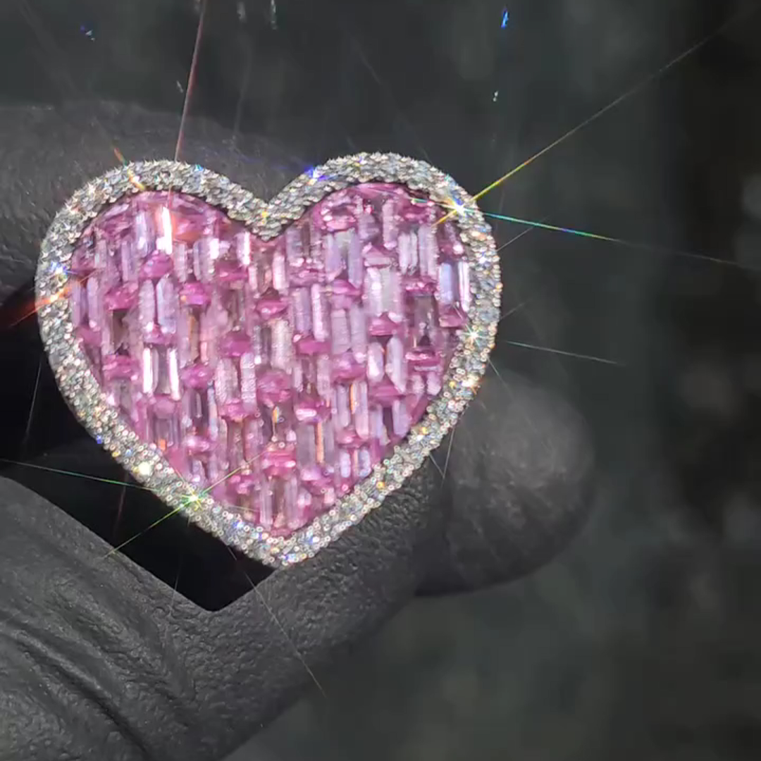 4ct Cushion-cut Pink Zircon Sterling Silver Heart-shaped Handmade Ring