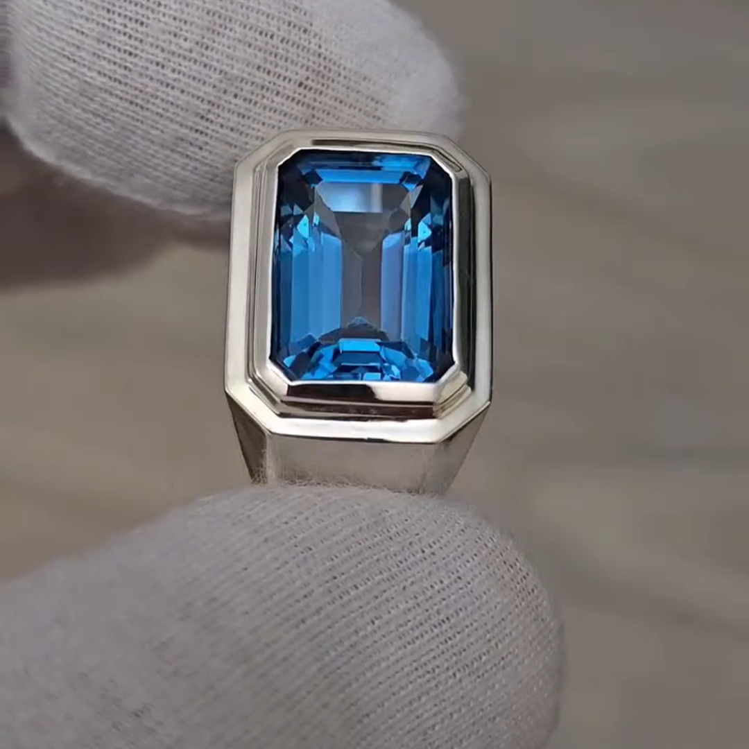 6ct Emerald-cut Sapphire Handmade Sterling Silver Ring