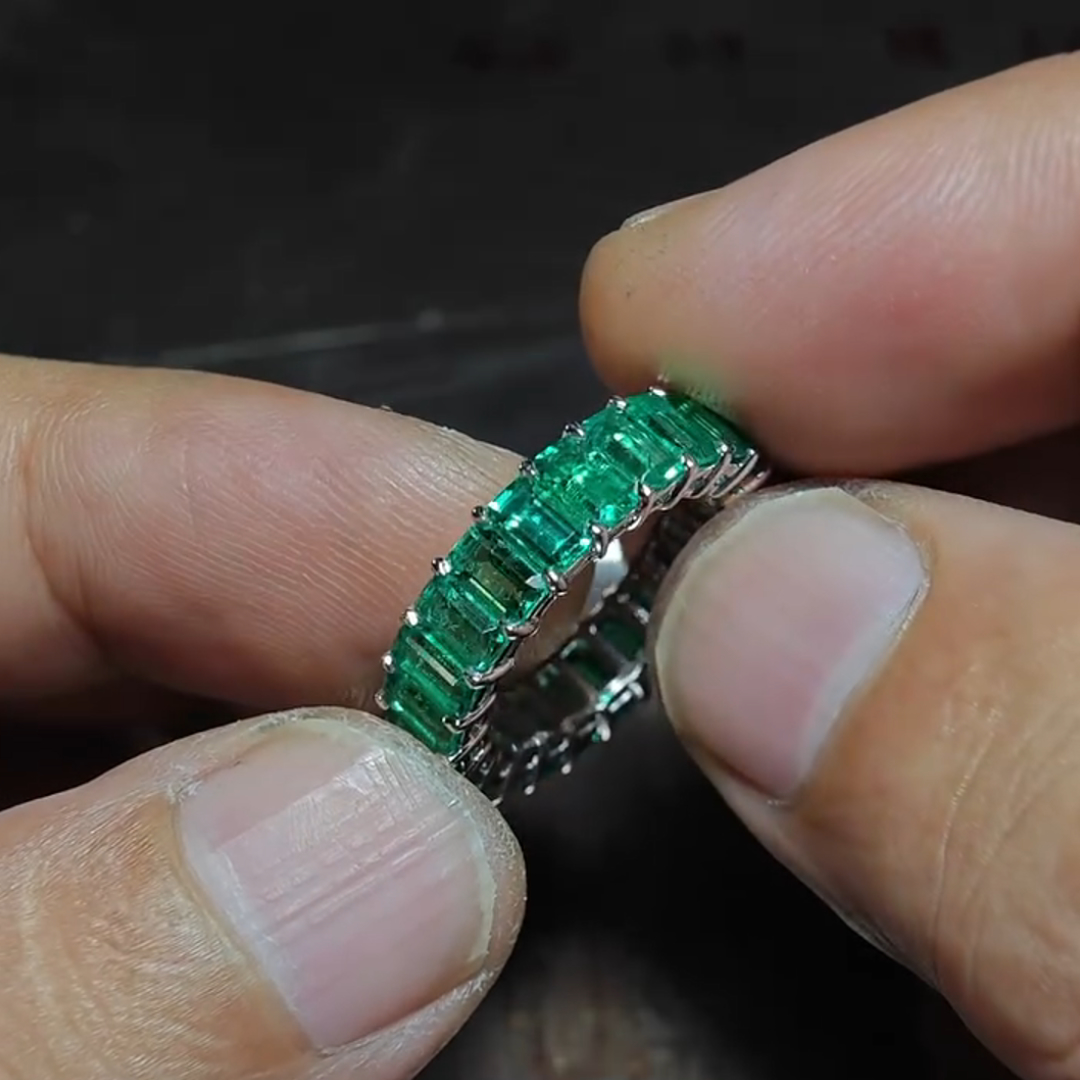 2ct Princess Cut Emerald Sterling Silver Handmade Ring