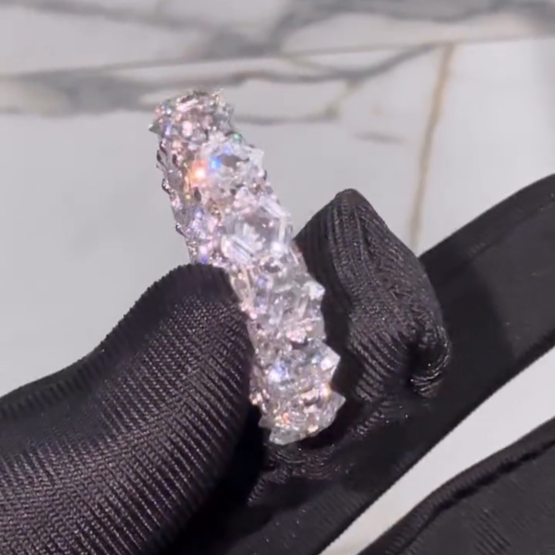 3ct Square-cut Zircon Sterling Silver Handmade Ring