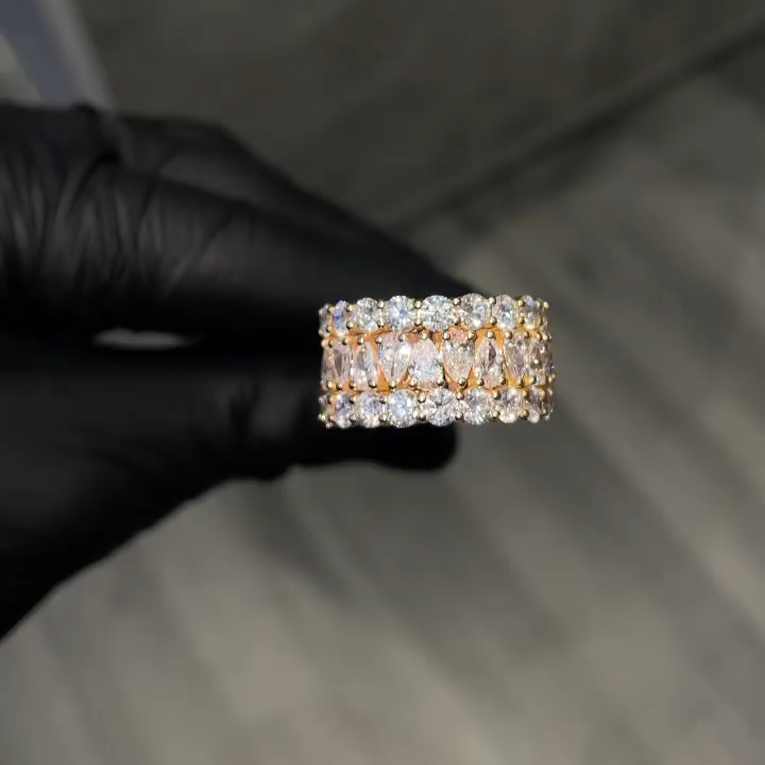 2ct Pear-shaped Zircon Sterling Silver Plated With Yellow Gold Handmade Ring