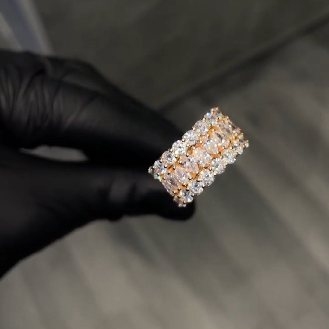 2ct Pear-shaped Zircon Sterling Silver Plated With Yellow Gold Handmade Ring