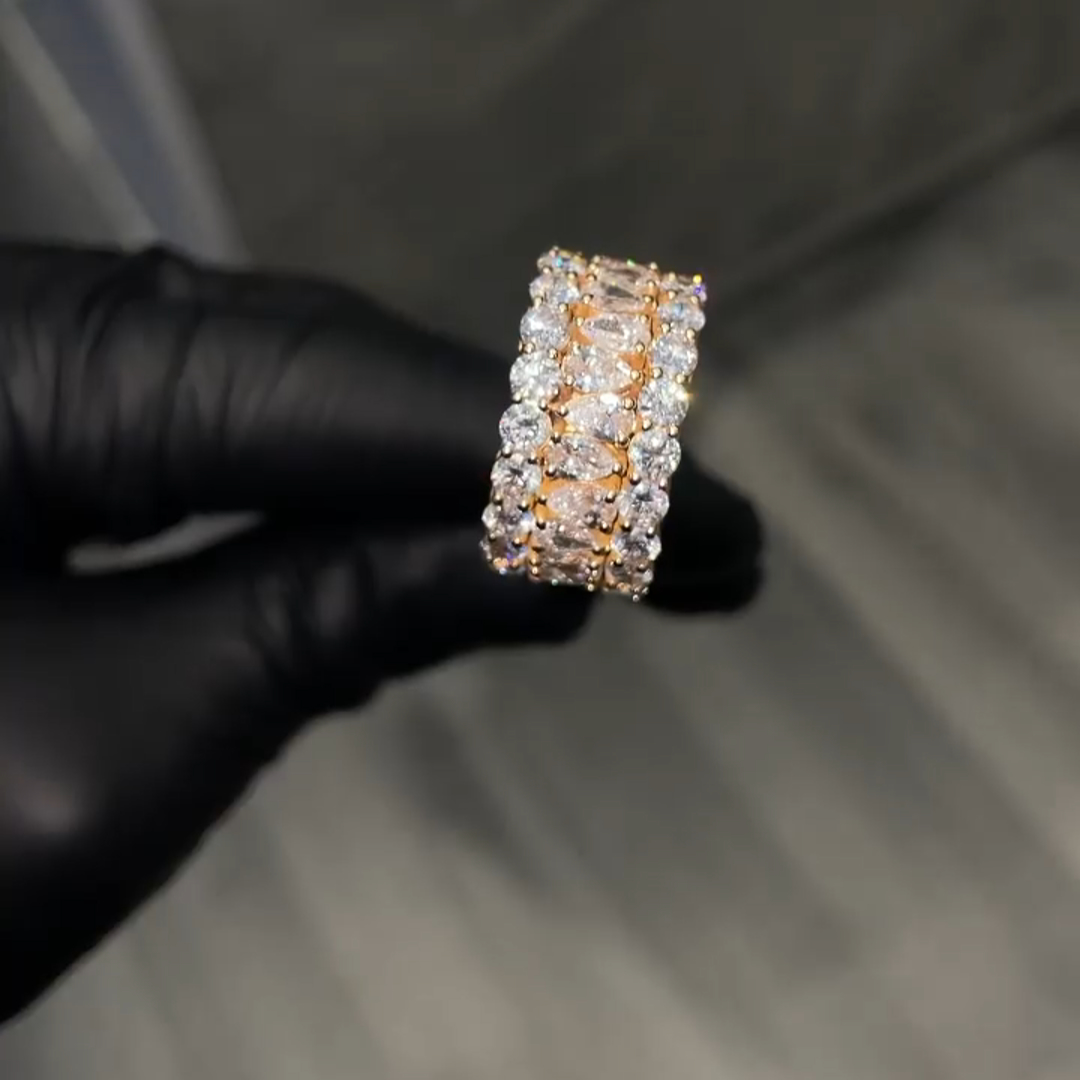 2ct Pear-shaped Zircon Sterling Silver Plated With Yellow Gold Handmade Ring