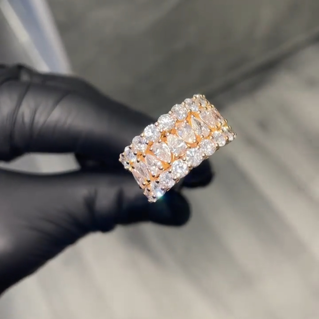 2ct Pear-shaped Zircon Sterling Silver Plated With Yellow Gold Handmade Ring