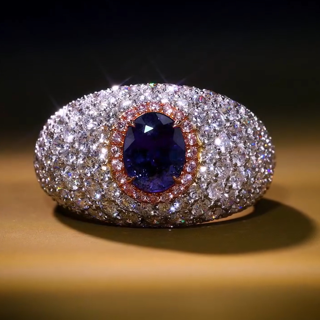 5ct Round-cut Sapphire Sterling Silver Handmade Ring