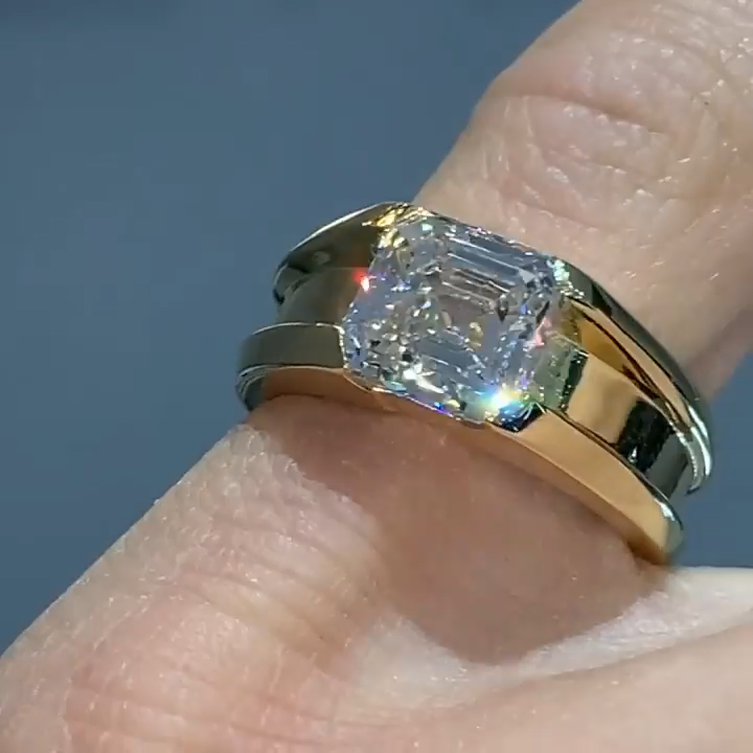 3ct Cushion Cut Sterling Silver Handmade Men's Ring