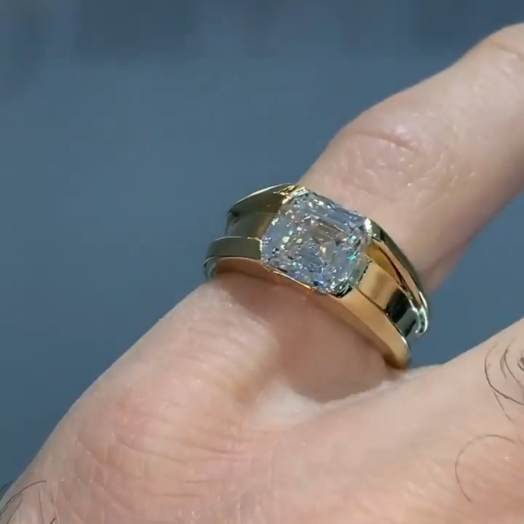 3ct Cushion Cut Sterling Silver Handmade Men's Ring