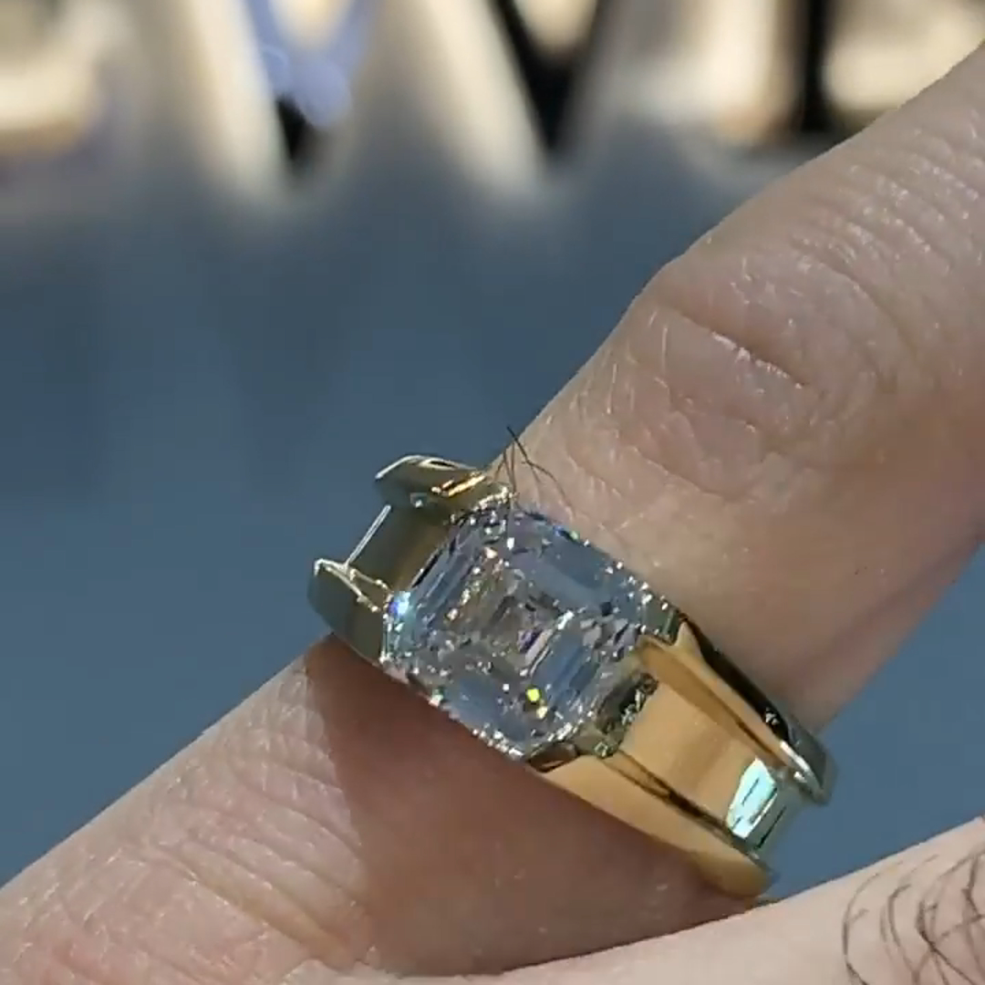 3ct Cushion Cut Sterling Silver Handmade Men's Ring