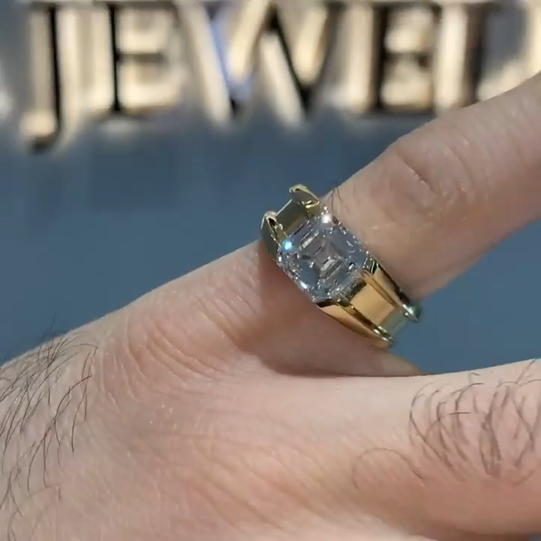 3ct Cushion Cut Sterling Silver Handmade Men's Ring