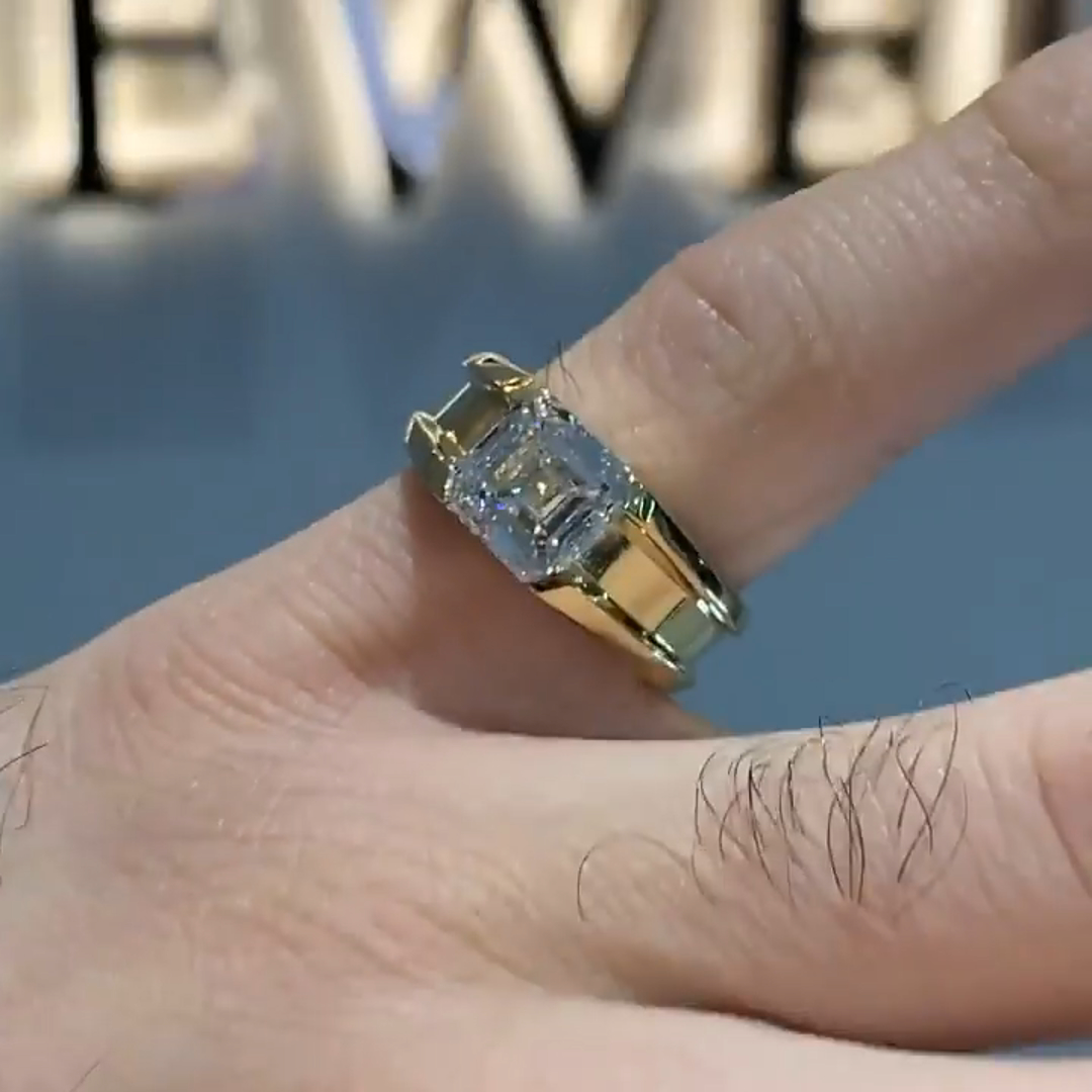 3ct Cushion Cut Sterling Silver Handmade Men's Ring