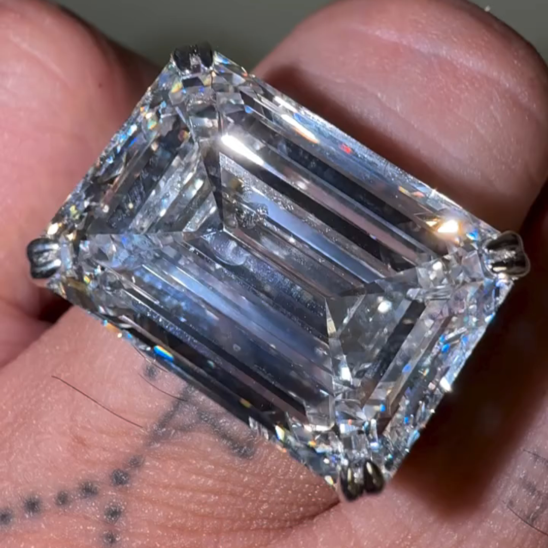 15ct Emerald-cut Sterling Silver Handmade Ring