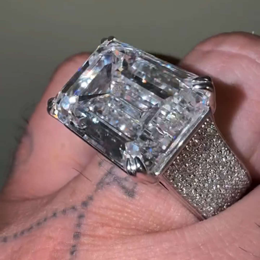 15ct Emerald-cut Sterling Silver Handmade Ring