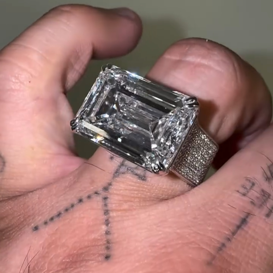 15ct Emerald-cut Sterling Silver Handmade Ring