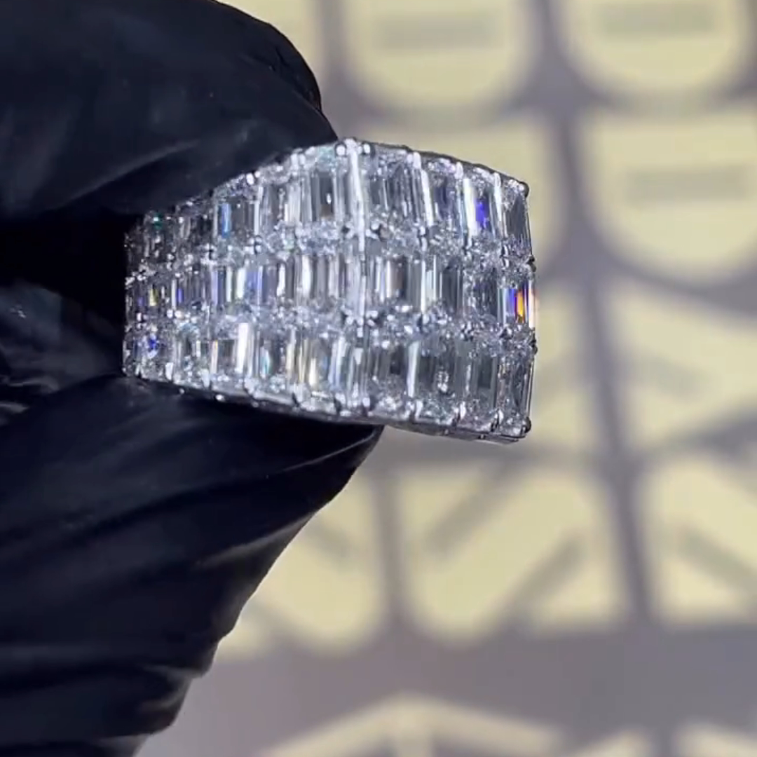 6ct Emerald-cut Sterling Silver Handmade Luxury Ring