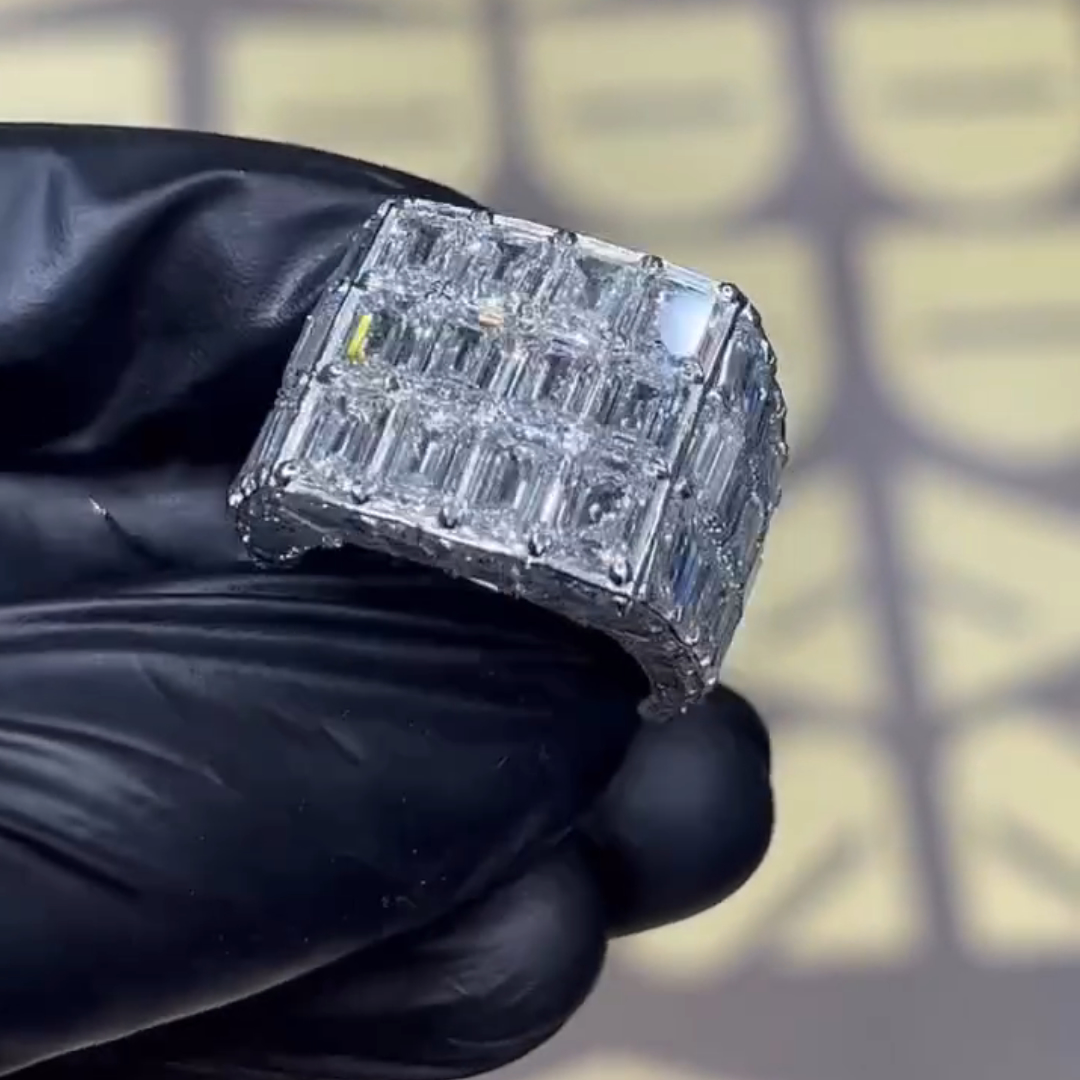 6ct Emerald-cut Sterling Silver Handmade Luxury Ring