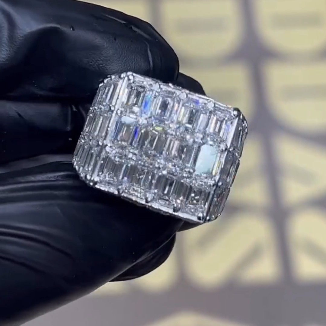 6ct Emerald-cut Sterling Silver Handmade Luxury Ring