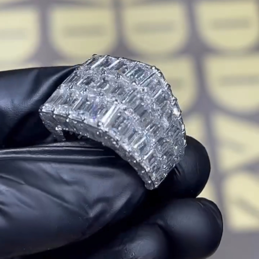 6ct Emerald-cut Sterling Silver Handmade Luxury Ring