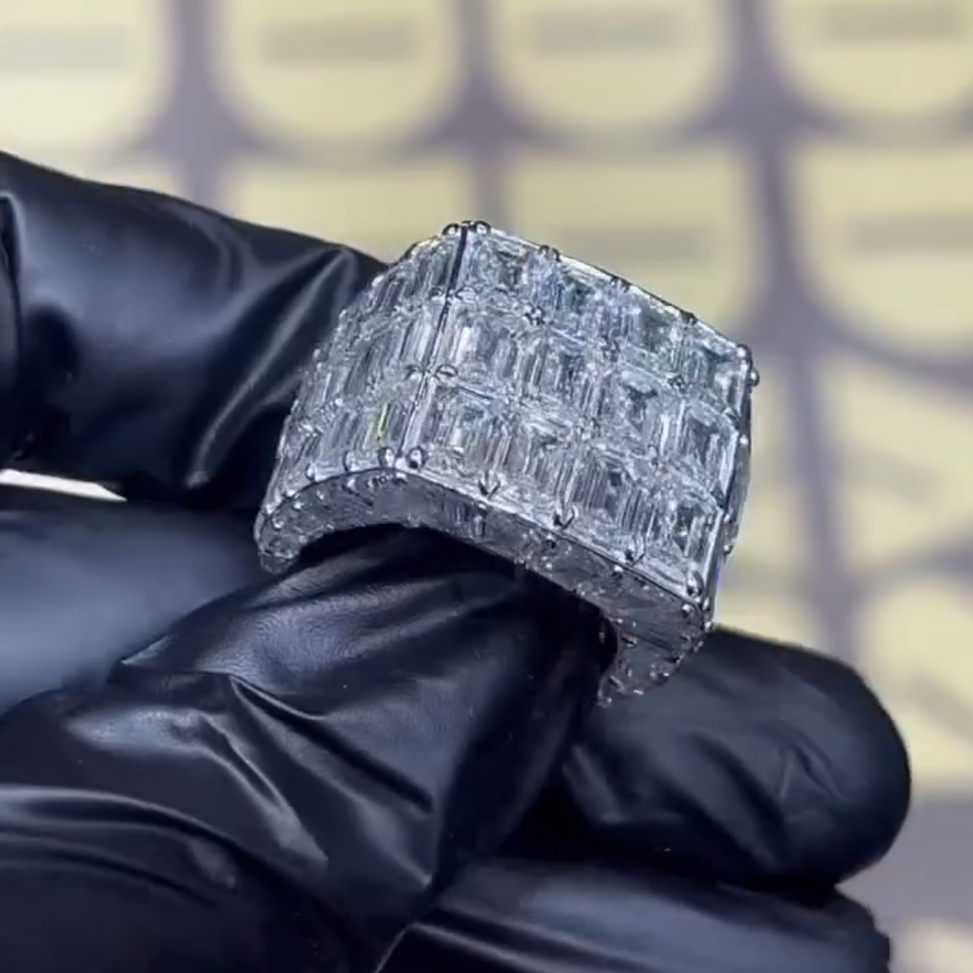 6ct Emerald-cut Sterling Silver Handmade Luxury Ring