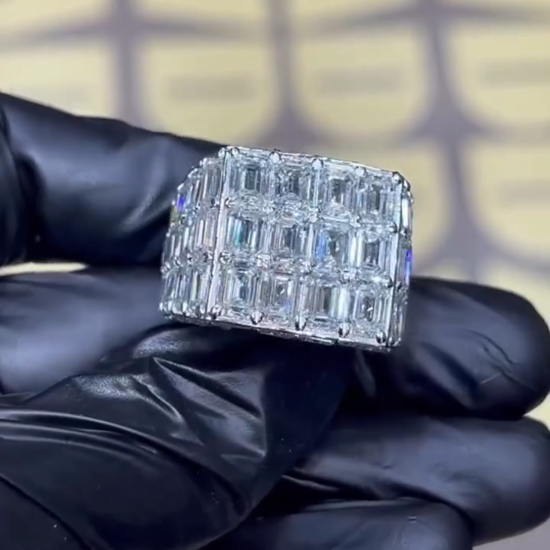 6ct Emerald-cut Sterling Silver Handmade Luxury Ring