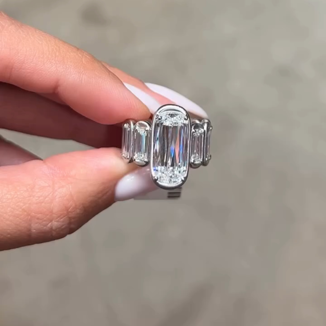 10ct Cushion Cut Sterling Silver Handmade Luxury Ring