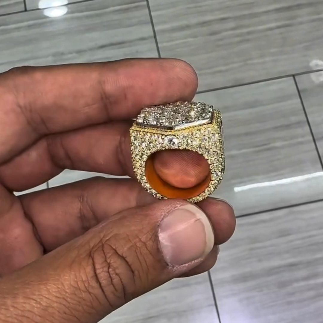 5ct Round Cut Sterling Silver Plated Yellow Gold Handmade Ring