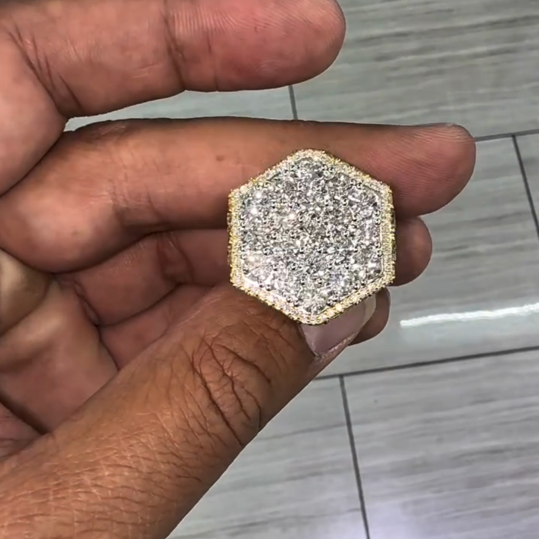 5ct Round Cut Sterling Silver Plated Yellow Gold Handmade Ring