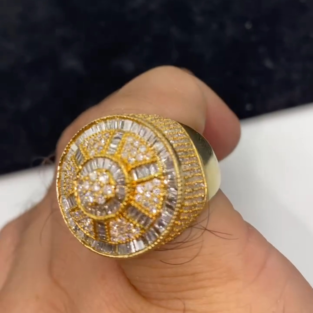 3ct Round-cut Sterling Silver Plated With Yellow Gold Handmade Men's Ring