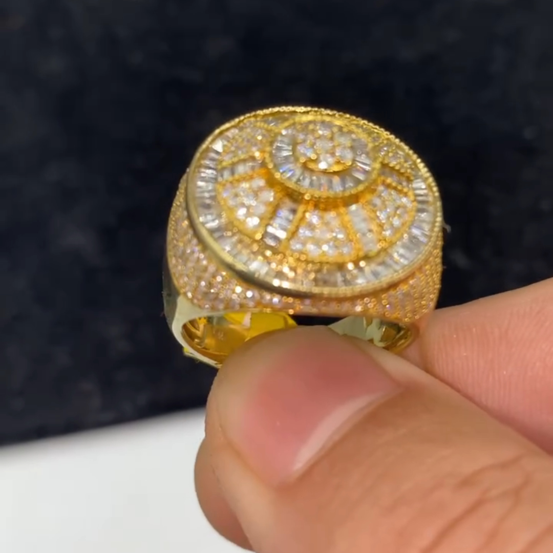 3ct Round-cut Sterling Silver Plated With Yellow Gold Handmade Men's Ring