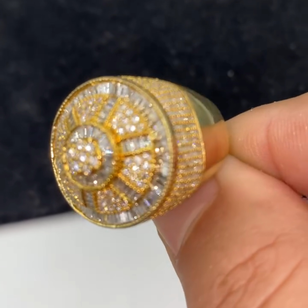 3ct Round-cut Sterling Silver Plated With Yellow Gold Handmade Men's Ring