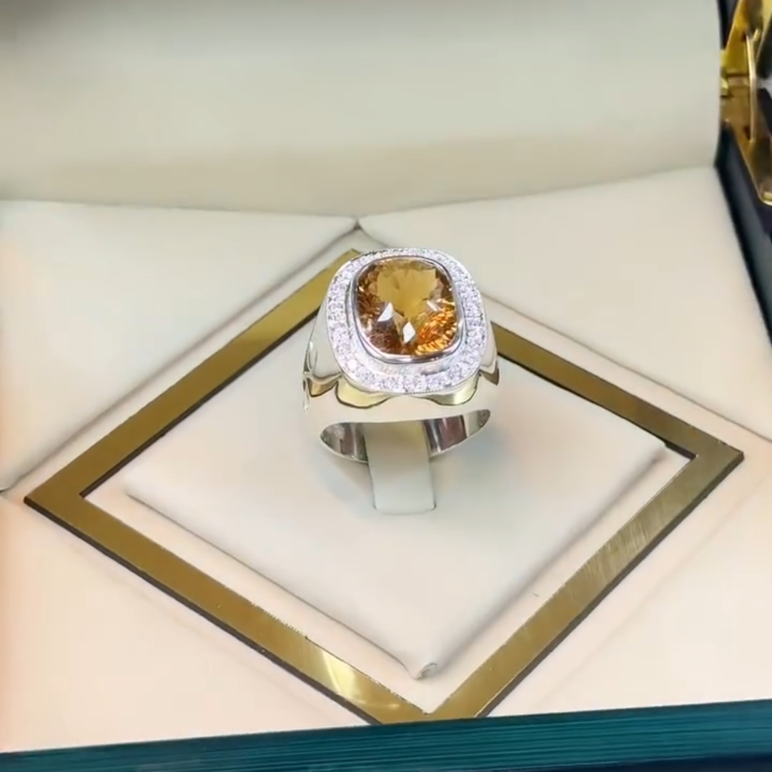 5ct Oval-cut Yellow Crystal Sterling Silver Handmade Ring