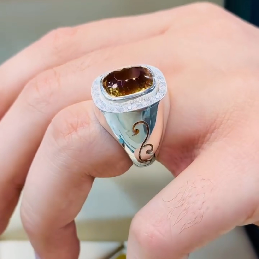 5ct Oval-cut Yellow Crystal Sterling Silver Handmade Ring