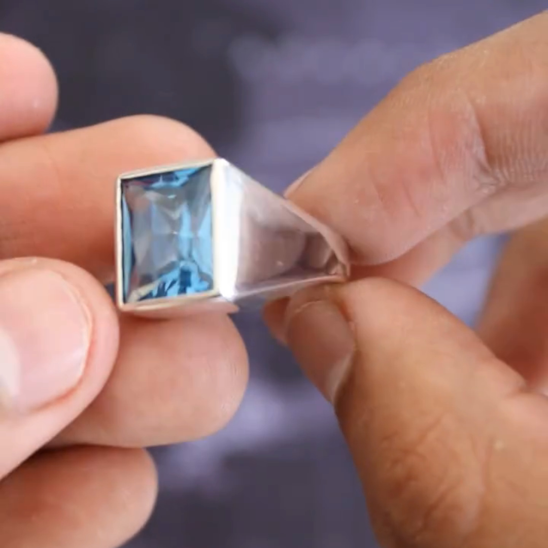 5ct Cushion-cut Sapphire Sterling Silver Handmade Ring