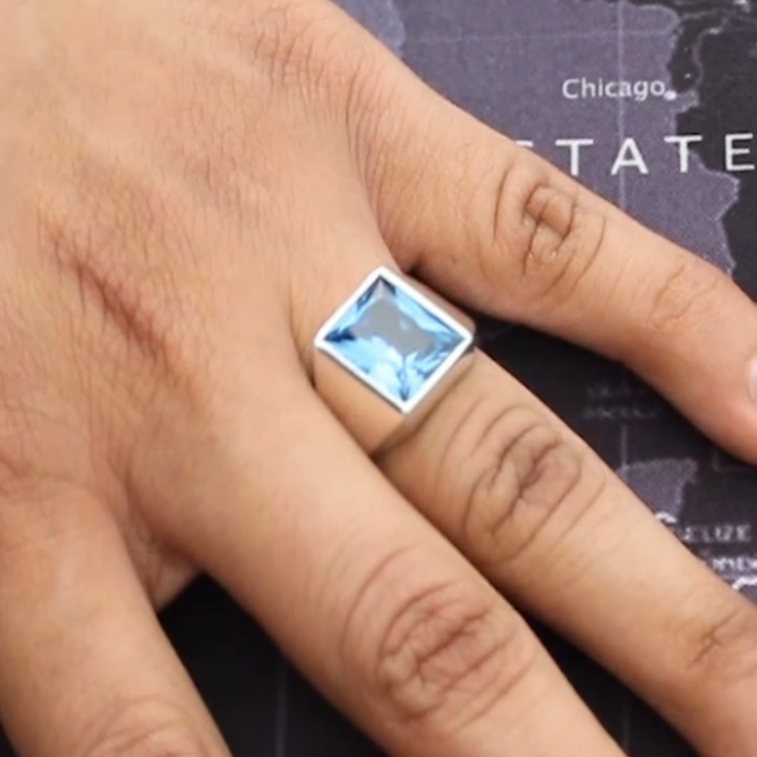 5ct Cushion-cut Sapphire Sterling Silver Handmade Ring