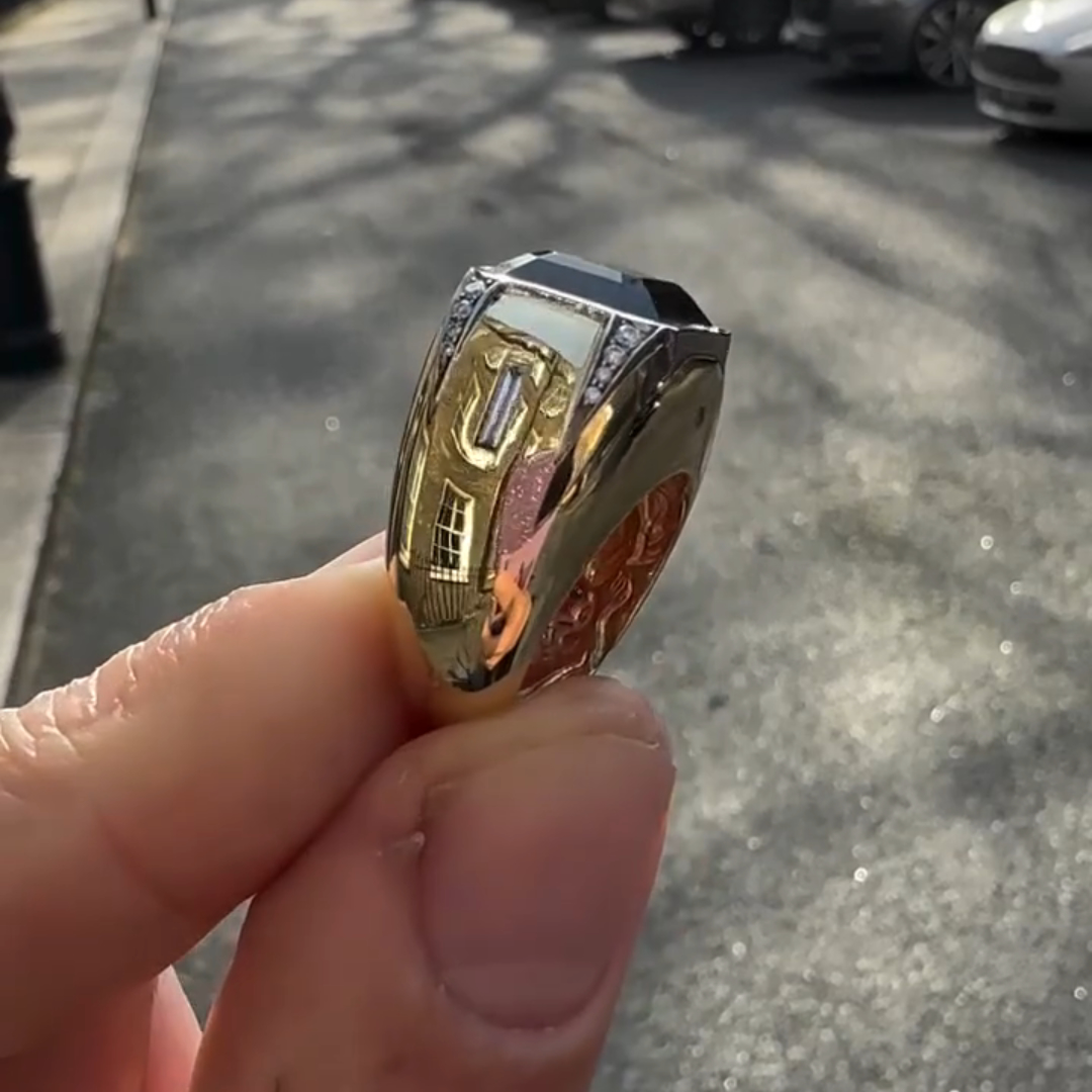 8ct Emerald-cut Sapphire Handmade Sterling Silver And Yellow Gold-plated Ring