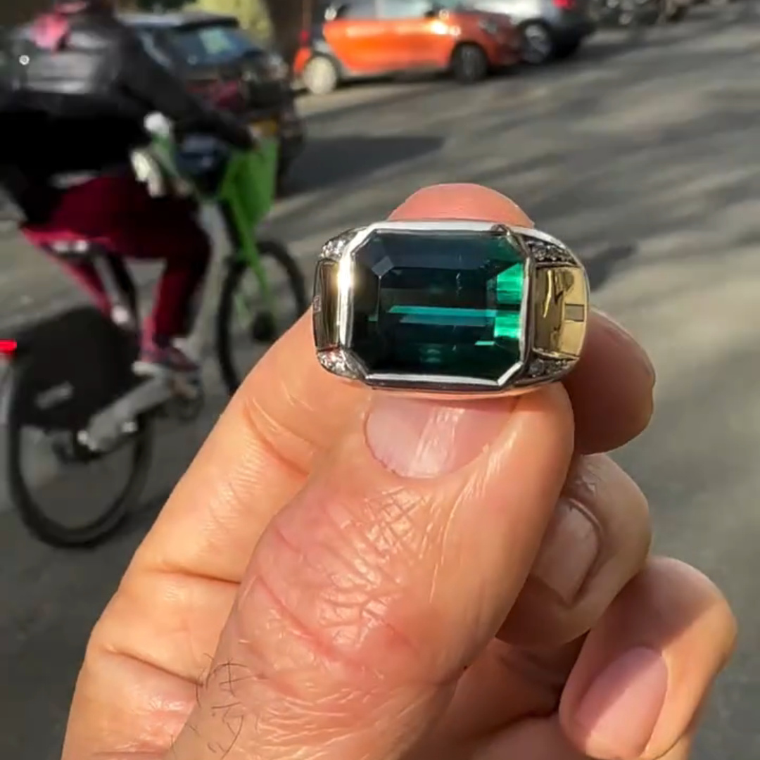 8ct Emerald-cut Sapphire Handmade Sterling Silver And Yellow Gold-plated Ring