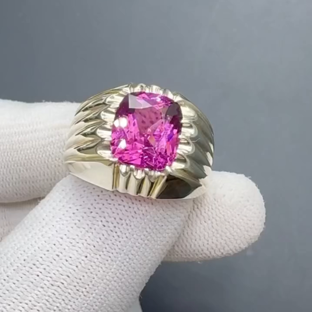 5ct Cushion-cut Purplish-red Gemstone Sterling Silver Handmade Ring