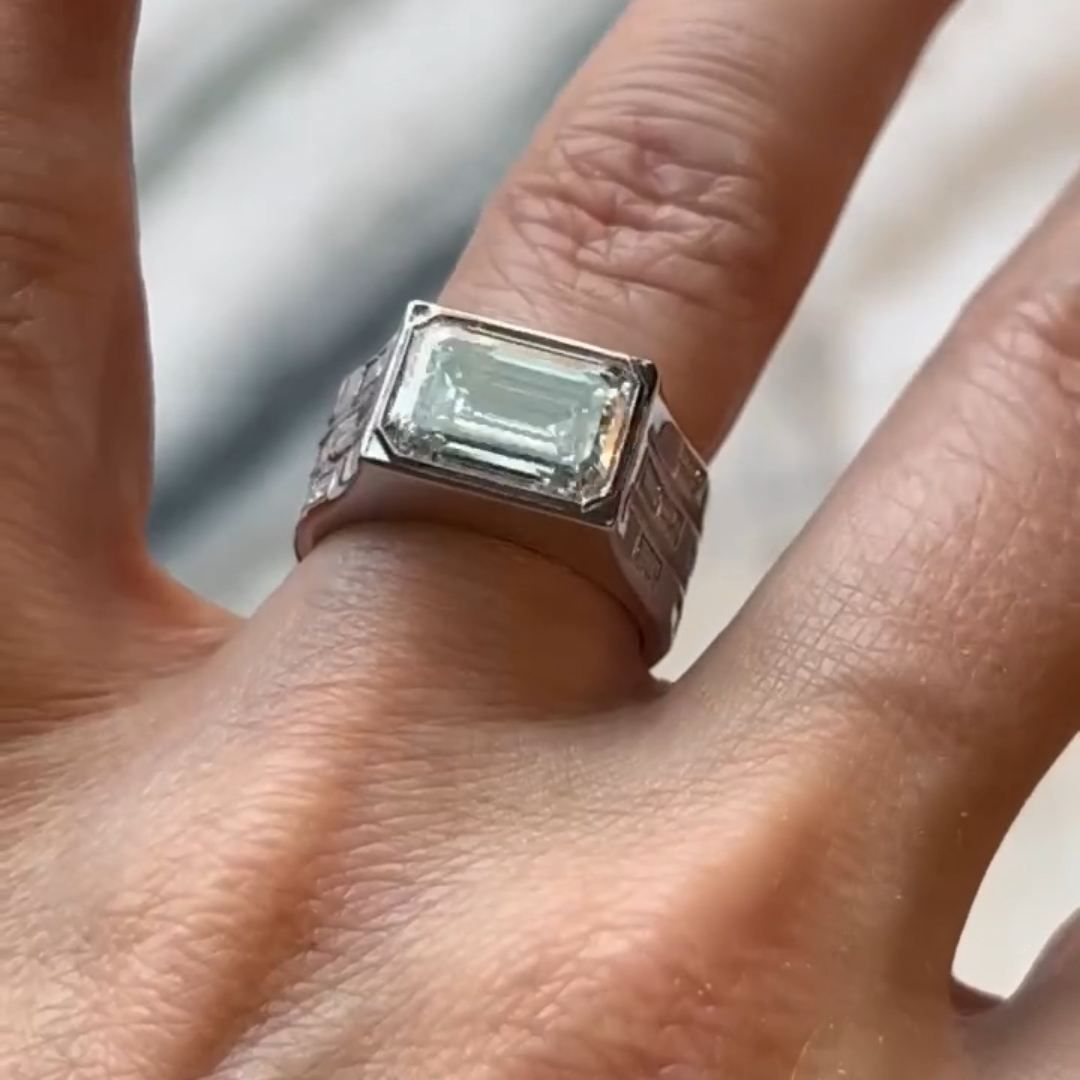 5ct Emerald-cut Sterling Silver Handmade Ring