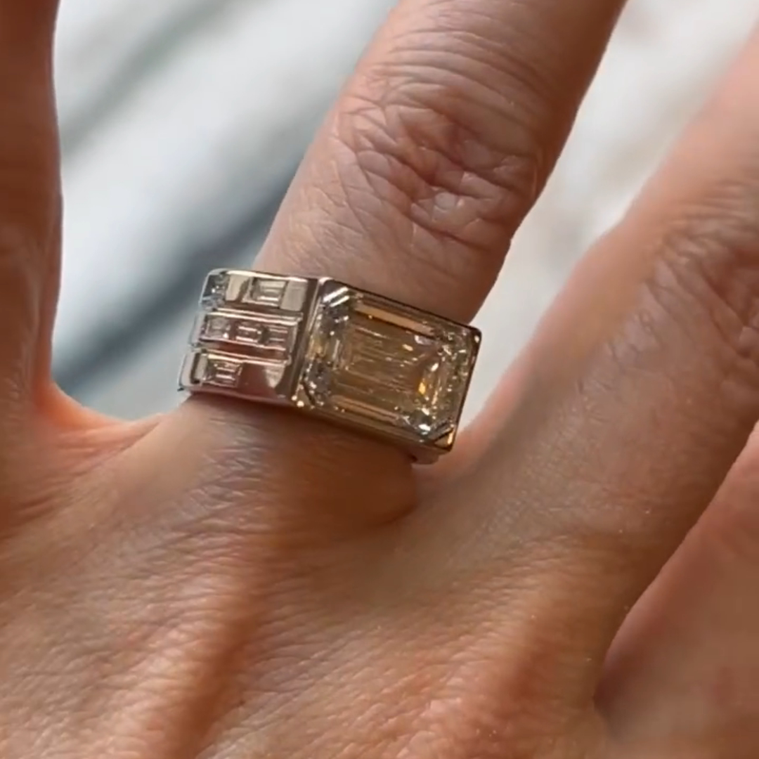 5ct Emerald-cut Sterling Silver Handmade Ring