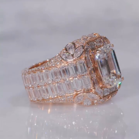 8ct Cushion-cut Zircon Sterling Silver Rose Gold Plated Handmade Ring