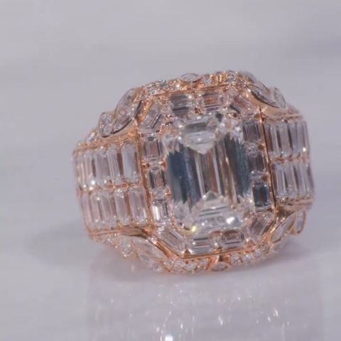 8ct Cushion-cut Zircon Sterling Silver Rose Gold Plated Handmade Ring