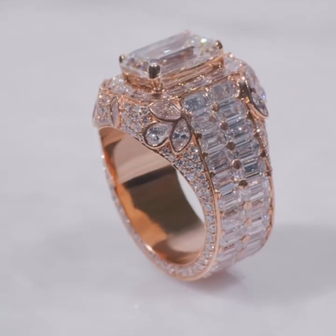 8ct Cushion-cut Zircon Sterling Silver Rose Gold Plated Handmade Ring