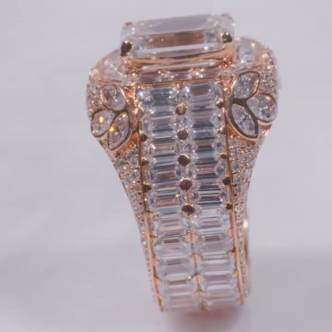 8ct Cushion-cut Zircon Sterling Silver Rose Gold Plated Handmade Ring