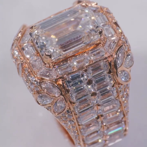 8ct Cushion-cut Zircon Sterling Silver Rose Gold Plated Handmade Ring