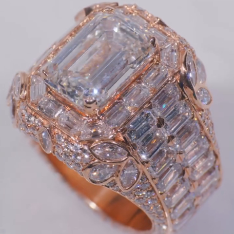 8ct Cushion-cut Zircon Sterling Silver Rose Gold Plated Handmade Ring