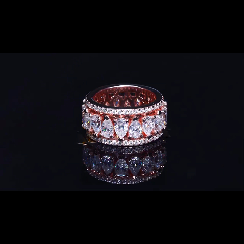 3ct Pear-shaped Zircon Sterling Silver Rose Gold Plated Handmade Ring